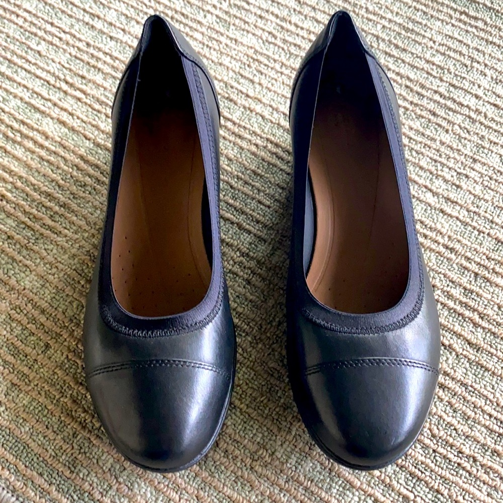 Clarks Black Leather Wedge